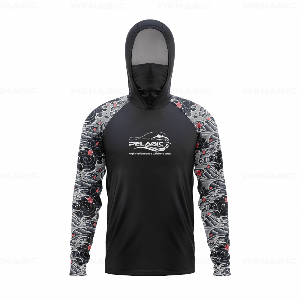 Fishing Shirt Uv Protection - pelagic gear Men Hood Fishing Shirt