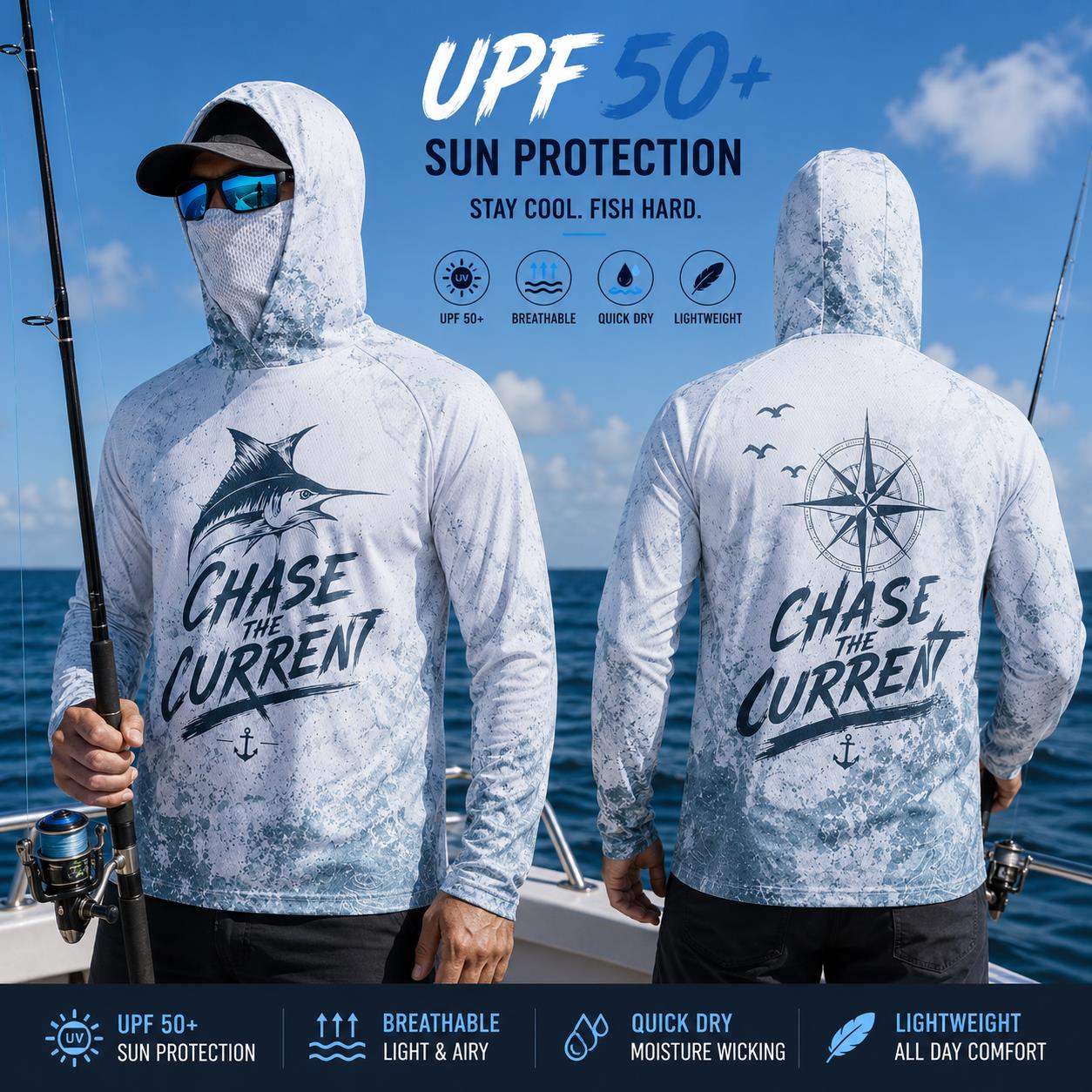 Fishing Hoodie Shirt Men Long  - Fishing Mask Sun Protection review and price