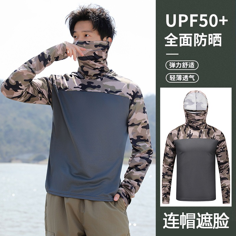 Fishing Shirt Hooded Men Sunsc - Fishing Mask Sun Protection review and price